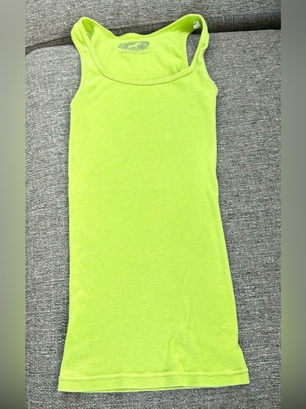 Vintage J.Crew Ribbed Cotton Scoop Neck Tank Top Neon Lime Green Size Small